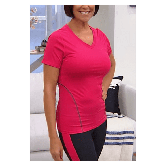 Copper Life Women's Core Compression VNeck Tee Shirt pomegranate M