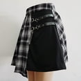 thumbnail image 6 of Women's Irregular Mini Pleated Skater Skirt Asymmetrical Hollow High Waist Hip Hop Club Wear Gothic Skirt-2-L, 6 of 7