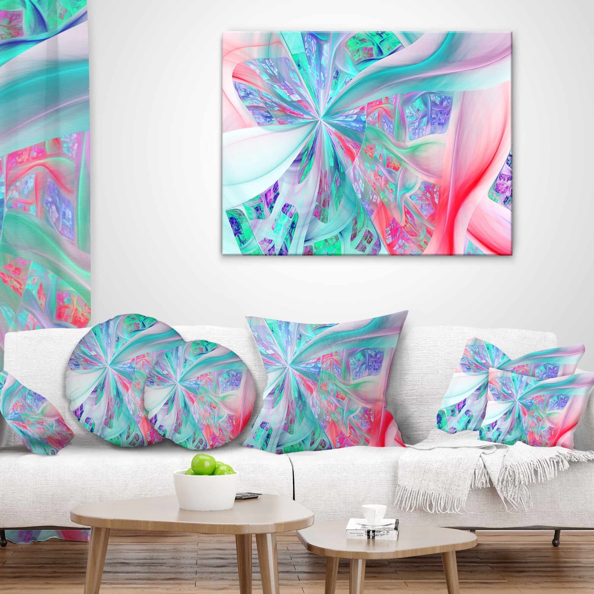 Designart Multi Color Fractal Exotic Plant Stems - Abstract Throw Pillow - 12x20