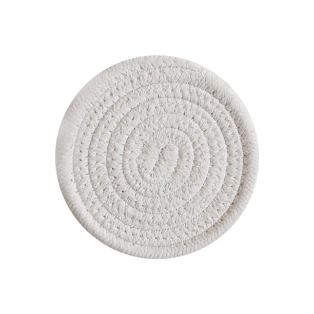 Juego de posavasos, hilo de algodón puro tejido redondo para bebidas calientes, posavasos, juego de 4 por 4.5 pulgadas, protege los muebles del exceso de condensación y arañazos (blanco) BANYUO Electrónica