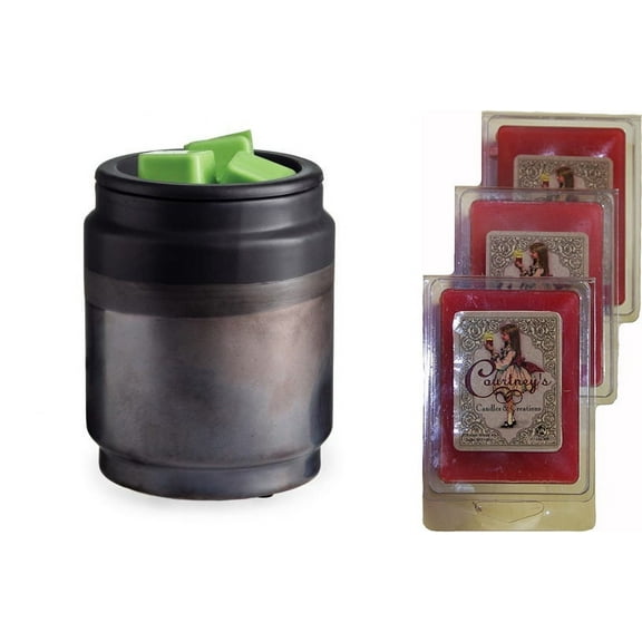Black Dipped Flip Dish Fragrance Warmer by Candle Warmers with 3 Coutney's Candles Wax Melts