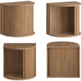 thumbnail image 6 of Pusnapku Floating Nightstand Set of 2, 16.5" Fluted Wall Mounted Bedside Shelf with Storage and Sliding Door, Wooden Curved Side Table for Bedroom, 6 of 9
