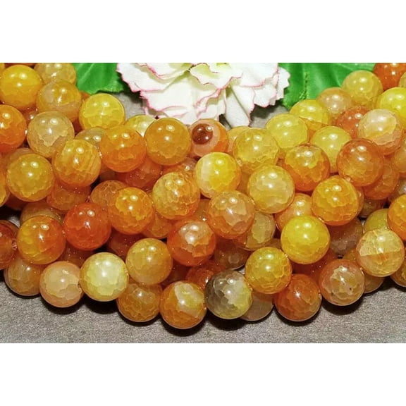 K-KED 10mm Dragon Veins Agate Round Beads Gemstone Loose Beads 15" Strand