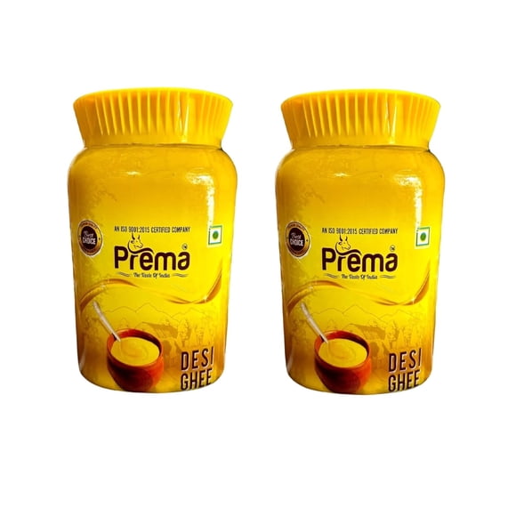 Natural Desi Ghee By Prema | Homemade Rich In Taste & Nutrients Desi Ghee Perfect For Overall Health | 2 Litre (1 Litr * 2) 67.6 Ounce | Jar Pack