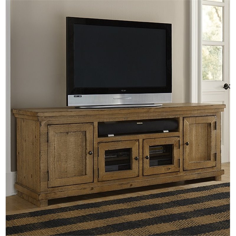 Progressive Willow 74" TV Stand in Distressed Pine