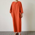 thumbnail image 1 of Fankiway Robe Décontractée en Coton et Lin à Col en V pour Femmes Printemps et Été avec Poches, Manches Courtes, 1 of 7