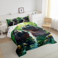 thumbnail image 3 of Feelyou Kawaii Hippos Kids Bedding Comforter Set, Cartoon Funny Animal Twin Comforter Sets, Tropic Palm Plant Reversible Bedding Set, Microfiber Bedroom Decor, 2pcs, 3 of 8