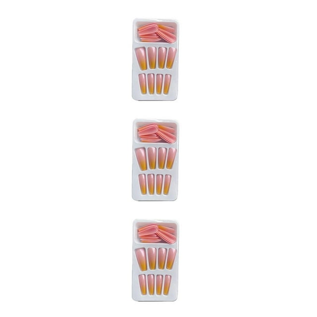 QualitChoice 1 Set French Tip Press on Nails Gradient Extra Long Tips Removable Wraps Full Cover Ballerina Salon Manicure Kit Type 8 2g glue,24Pcs jelly 3Set