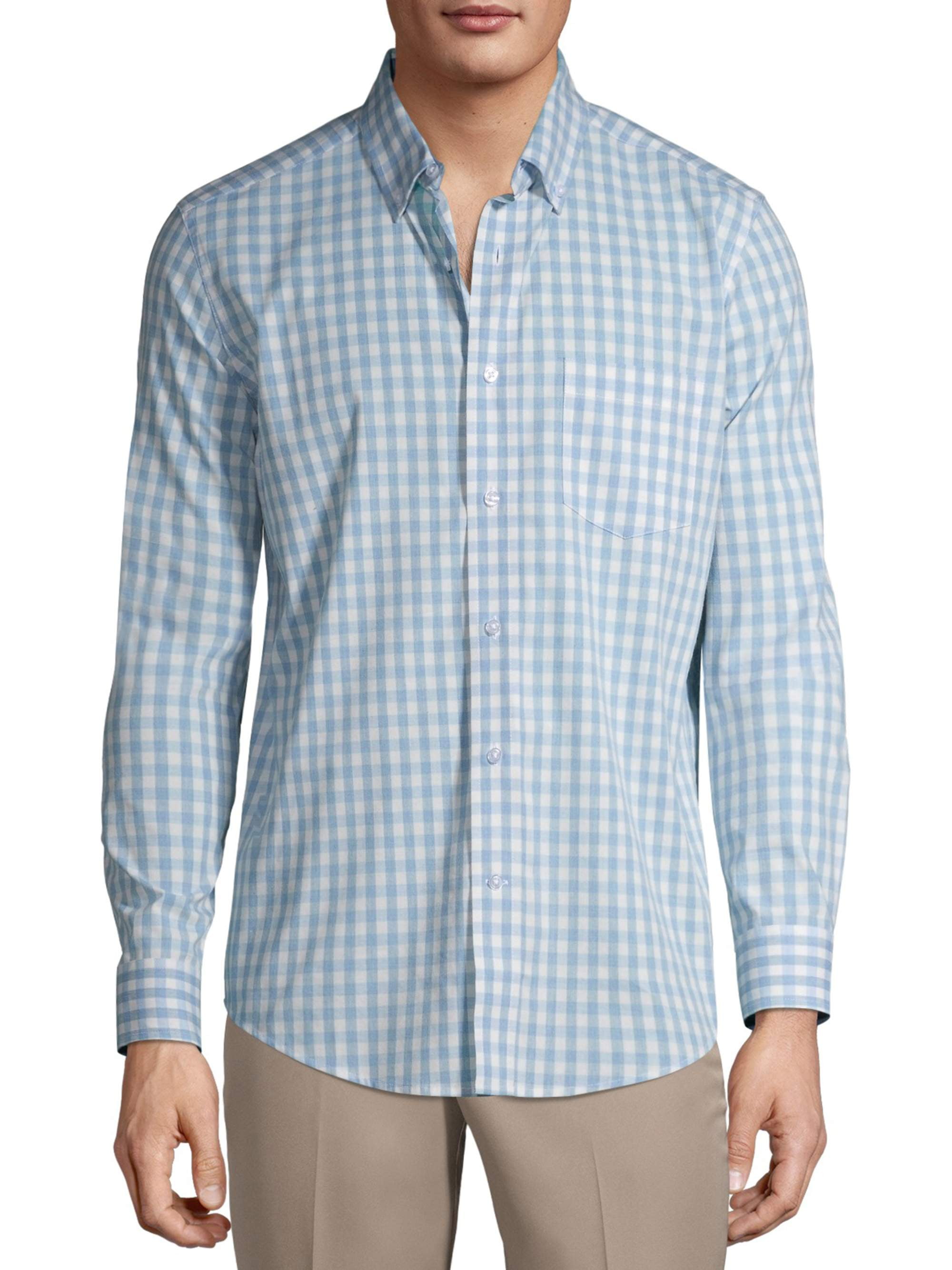 Winwinus Mens Plus-Size Button Down Plaid Short Sleeve Relaxed-Fit Dress Shirts