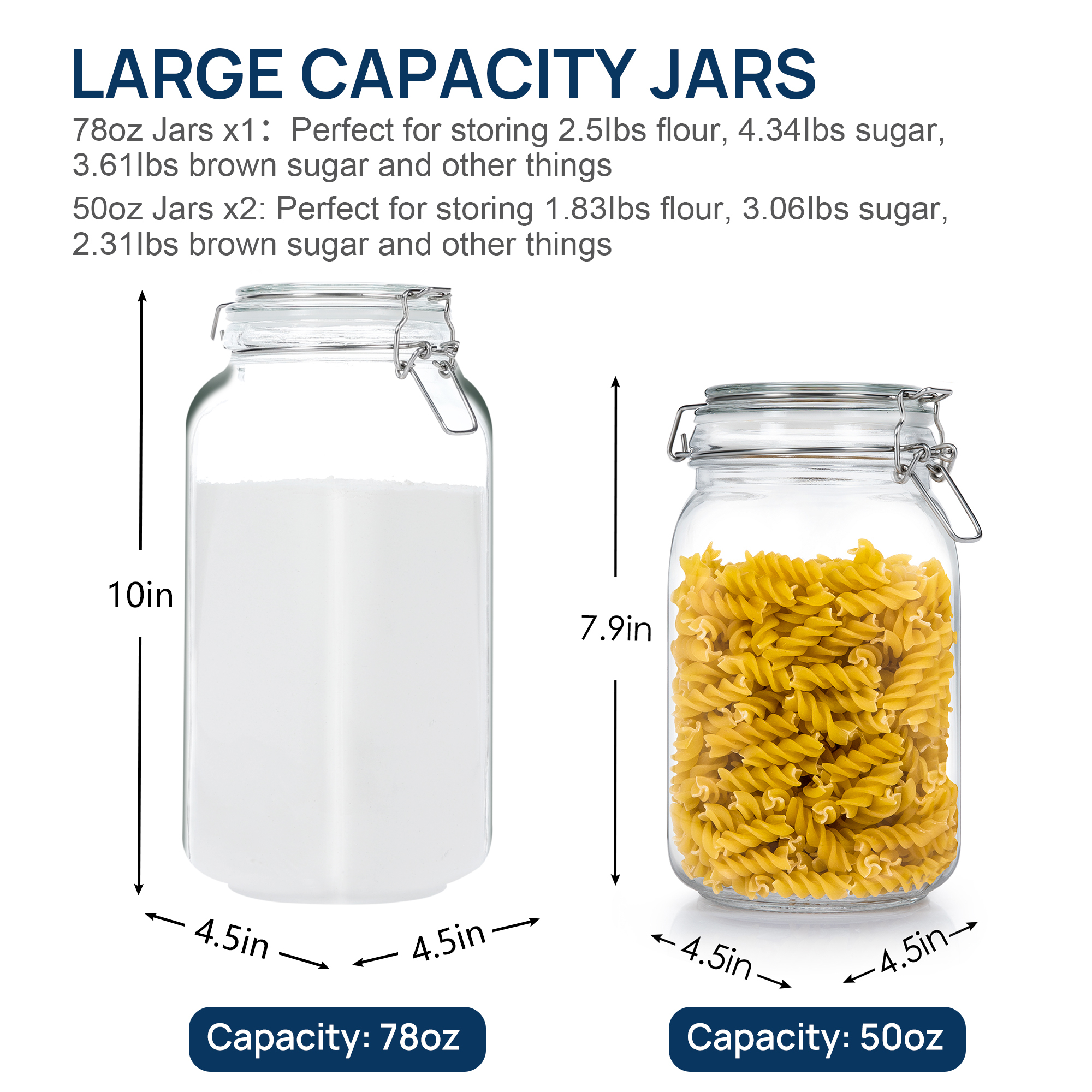 Sindcom Airtight Glass Storage Jars with Lids, 3-Piece Set photo 2