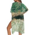 thumbnail image 5 of HELLHERO Lapis Lazuli Grain Kimono Swimsuit Cover up Loose Polyester Long Women Beach Kimono Coverup, 5 of 6