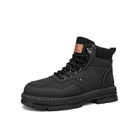 

Frontwalk Mens Work Boots Casual Ankle Booties Lace Up Hiking Boot Outdoor Comfort Winter Shoes Men Waterproof Black 9.5