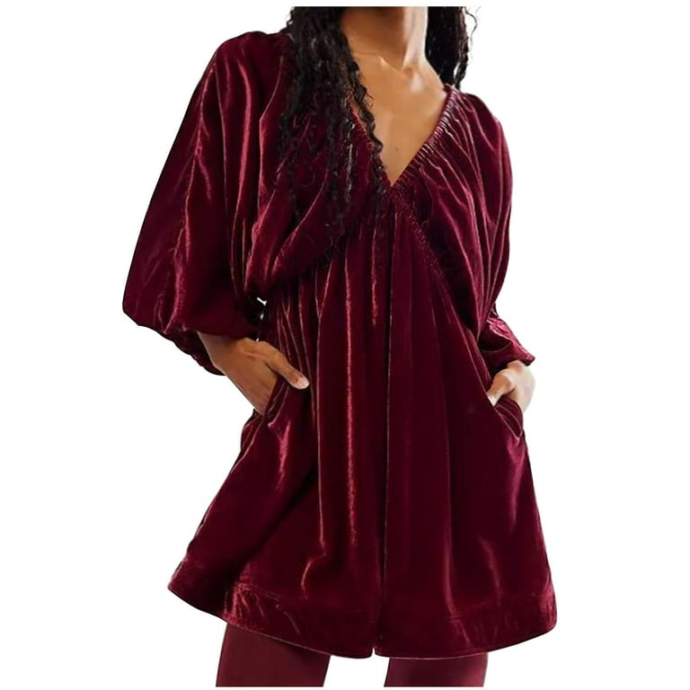 Ashirexll Womens Long Sleeve Dresses, Midi Dresses for Women, V-Neck Gold Velvet Dress Elegant Evening Party Dress, Women's, Size: Large, Red Ashirexll Womens Long Sleeve Dresses, Midi Dresses for Women, V-Neck Gold Velvet Dress Elegant Evening Party Dress, Women's, Size: Large, Red