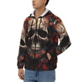 thumbnail image 3 of Wukai Vintage Butterfly Flower Skull Print Men's Zip-Up Hoodie,Fleece Full-Zip Hoodie for Men, Hooded Sweatshirt-Small, 3 of 5