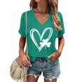 thumbnail image 2 of Women's St. Patrick's Day V Neck Shirts Shamrock Heart Graphic Short Sleeve Casual Tees Irish Holiday Tops for Daily Wear, 2 of 4