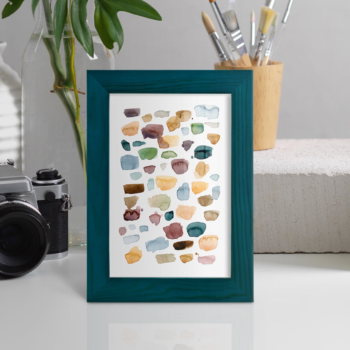 Shattered Segments I - Framed Print w/glass - Ocean Blue