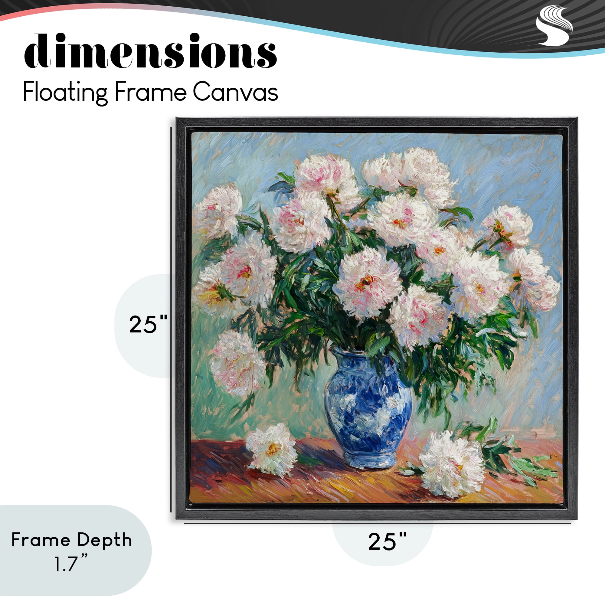 Stupell Industries Peonies in Blue Vase Black Framed Floater Canvas Wall Art, design by Tina LeCour
