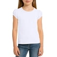 thumbnail image 6 of PWPSG Girls Back to School Shirts Kids Crewneck Tees Lightweight Summer Casual Shirts Solid Short Sleeve Tops for School & Daily Wear White 14-15 Years, 6 of 9