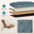 thumbnail image 3 of 24'' Ottoman with Storage, Upholstered Storage Ottoman Stool, Linen Fabric Cube Footstools Small, Hinged Foot Rest Stool for Living Room Bedroom, Lake Blue, 3 of 15