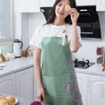 thumbnail image 4 of 2pcs cotton and linen home breathable striped apron with wiping and waterproof edges - green, 4 of 5