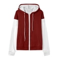 thumbnail image 5 of Jsaierl Women's Trendy Color Block Zip Up Hoodies Sweatshirts with Drawstring and Kangaroo Pocket Oversized Sporty Tops S-2XL, 5 of 6