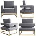 thumbnail image 6 of BELLEZE Modern Accent Chair Oversized Armchair Upholstered Velvet Chair with Anti-fingerprint Stainless Steel Base Comfy Chairs for Living Room, Bedroom - Karat (Grey), 6 of 7
