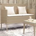 thumbnail image 1 of vidaXL Garden Bench with Cushions Beige Poly Rattan, 1 of 5