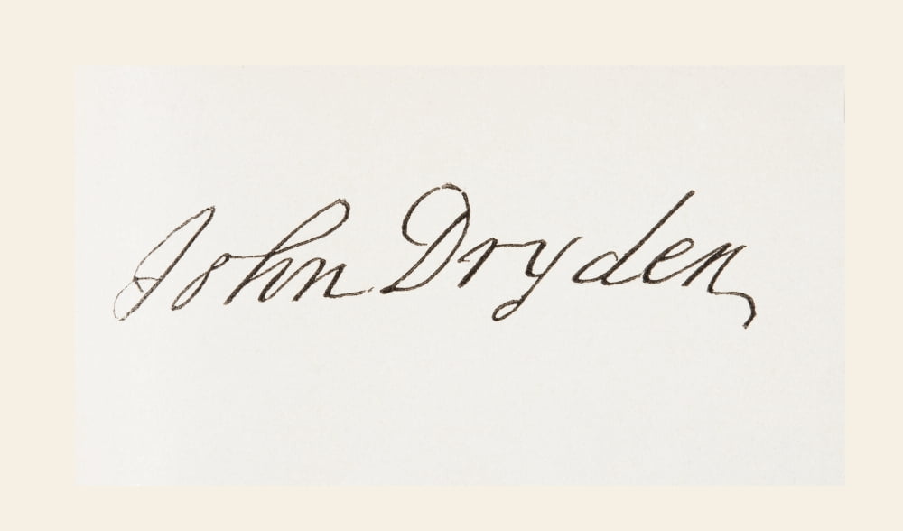 John Dryden 1631 To 1700 English Poet And Playwright His Signature From The National And Domestic History Of England By William Aubrey Published London Circa 1890 Canvas Art - Ken Welsh Design Pics (