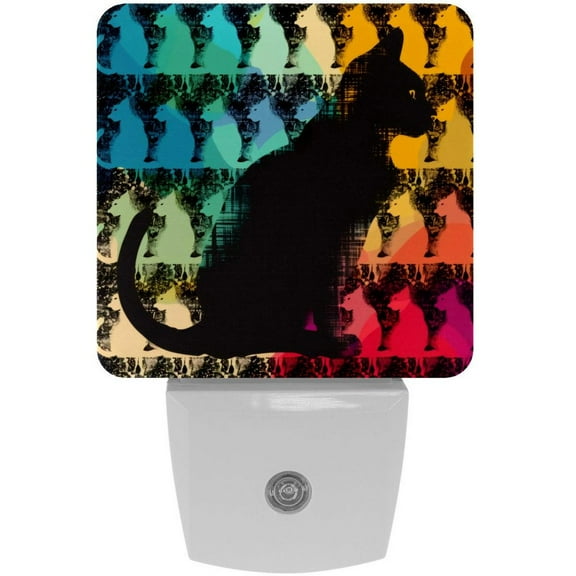 PhooArto Cat Silhouette Pattern Plug in LED Night Light Auto Sensor Dusk to Dawn Decorative Night for Bedroom, Bathroom, Kitchen, Hallway, Stairs, Baby's Room, Energy Saving