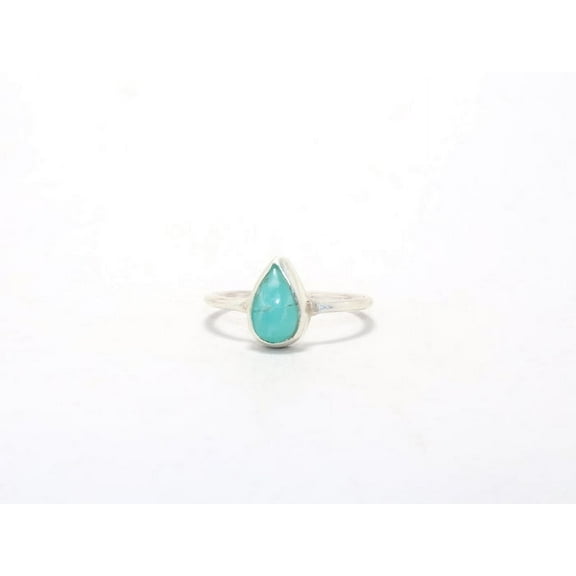 Heaven Crafts Pear Shaped Amazonite Ring 925 Sterling Silver Green Stone Ring Stackable Ring Gift For Her