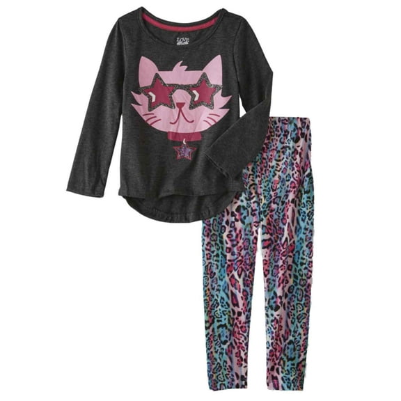 Infant & Toddler Girls Rainbow Kitty Outfit Leopard Leggings & Shirt Set