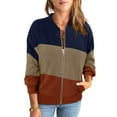 thumbnail image 4 of cfhntfmh Womens Zip up Sweatshirts Jackets Long Sleeve Casual Loose Outwear with Pockets Color Block Fall Fashion Outfits, 4 of 5
