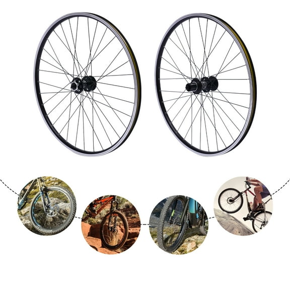 29-inch Aluminum Alloy Bike Wheelset, Front & Rear, Flat Spokes, Double Disc Brakes, Sealed Bearings, 441lbs Load Capacity, Ideal for Mountain Bikes