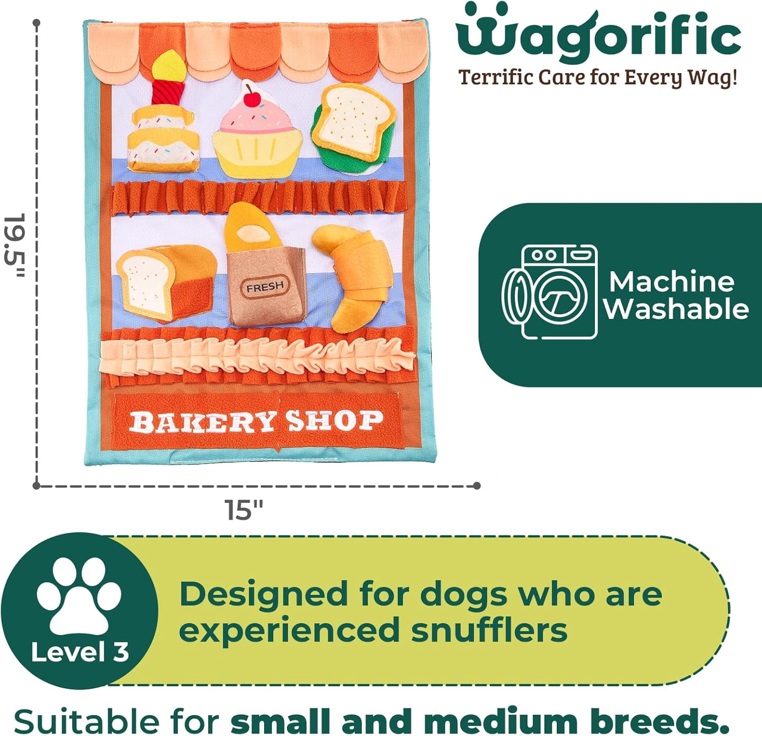 Snuffle Mat for Dogs Pastry Shoppe for Large Dog Snuffle Mat 24” x 19”, Plush Enrichment Toy for Slow Feeder, Puppy Toys to Keep Them Busy, Machine Washable, Snuffle Mat for All Breed Sizes