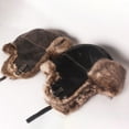 thumbnail image 4 of dianhelloya Warm hat Earflap Hat Fuzzy Faux Fur Lining Adjustable Buckle Thickened Soft Russian Ears Protection Fake Leather Winter Thermal Men Trapper Hunting Cap for Outdoor Coffee, 4 of 8