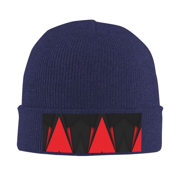 Red Black Abstract Beanie Hat Men Women Warm Printed Cap Knit Beanies Hats Outdoor Winter Navy Blue