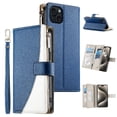 thumbnail image 4 of Funda cartera GANGXUN para iPhone 15 Plus , cuero PU con tarjetero, cremallera, correa de mano, soporte y protección 814°, 4 of 6
