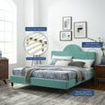 thumbnail image 2 of Platform Bed Frame, Twin Size, Teal Blue, Velvet, Modern Contemporary, Bedroom Master Guest Suite Room, 2 of 10
