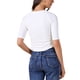 thumbnail image 3 of Camiseta básica casual de mujer con cuello en V, de manga corta, elástica y ligera, talla L, blanca, 3 of 6