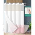 thumbnail image 2 of No Hook Shower Curtain with Snap in Liner, Luxurious Pink and White Stripes Geometric Modern Art Hotel Shower Curtains for Bathroom, Washable Shower Curtain Liner Set with Mesh Top Window, 66"x72", 2 of 6