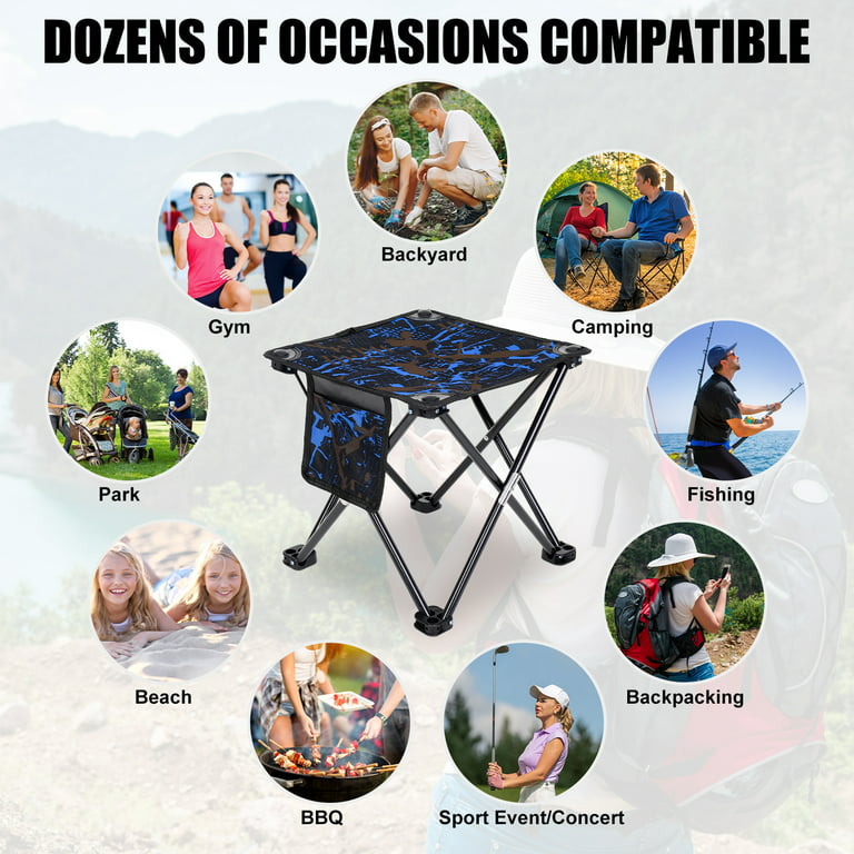 Yaoping Folding Camping Stool, Camouflage Portable Outdoor Camping Chair with Storage Bag, Lightweight Strong Bearing Capacity Chair for Adult Fishing