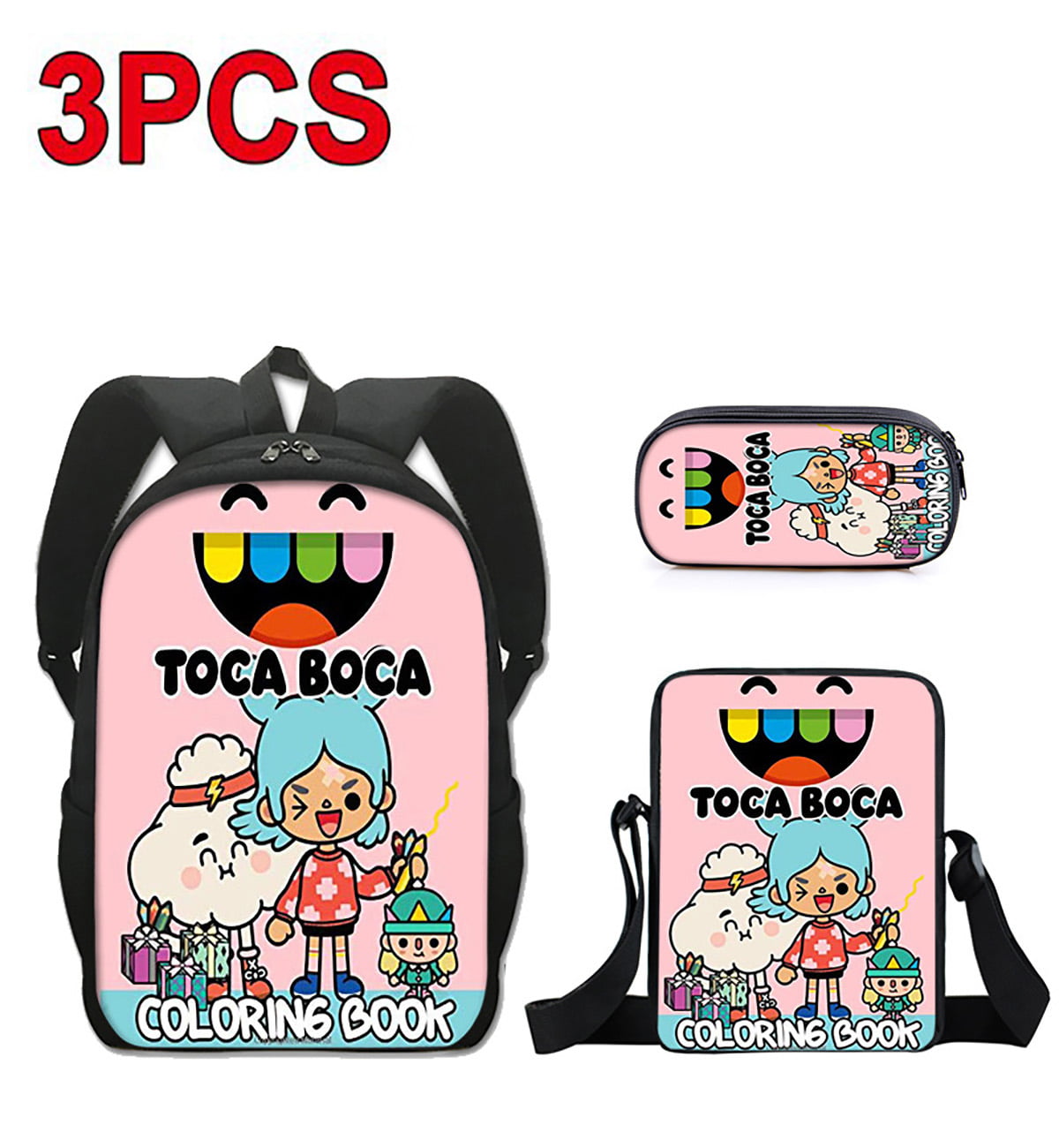 Fashion Toca Life World Game 3 Pcs/set Toca Boca Backpacks for School  Teenagers Girls 3D Anime Pink Softback Bag Travel Mochila