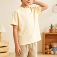 thumbnail image 2 of LIIPEE Boys T Shirts Casual Summer Solid Color Crew Neck Short Sleeve Tshirt Kids Comfortable Everyday Tee Tops Fashion Breathable T-Shirts,5-6 Years, 2 of 5