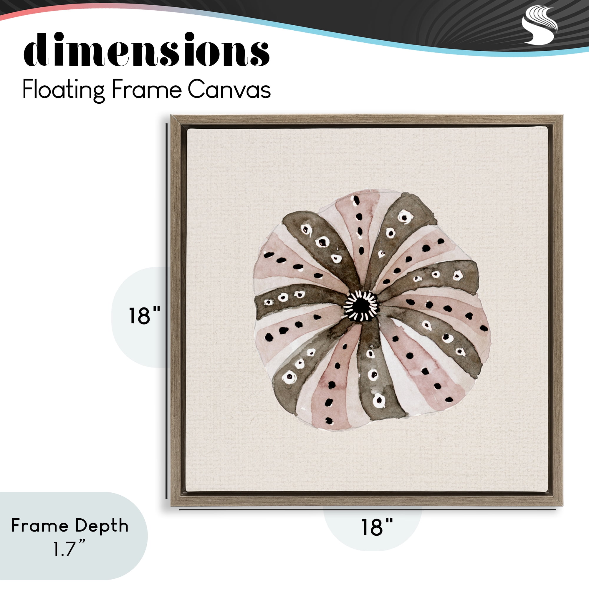 Stupell Industries Taupe Striped Sea Urchin Brown Framed Floater Canvas Wall Art, design by Lanie Loreth