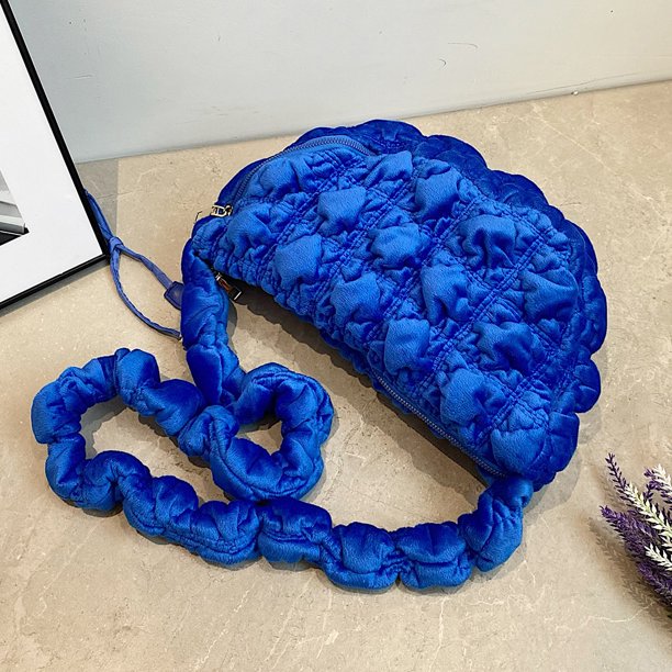 Bolso bandolera con forma de nube para mujer, bolsos suaves con asa superior, bolsos casuales fruncidos (azul)