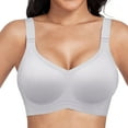 thumbnail image 3 of Sports Bras Double Side Closure Bustier With Wireless Push Up Strapless Design Plus Size Plus Size Bra Grey XXXL, 3 of 3