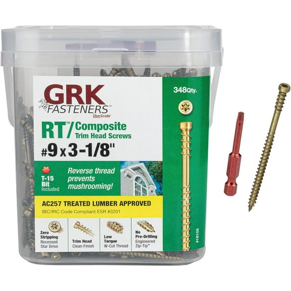 GRK 16105#9 x 3-1/8" RT Composite™ Exterior Trim Screws 348 Count