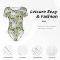 thumbnail image 6 of Uemuo Rabbit And Carrot Pattern Women's One Piece Short Sleeve Swimsuit Rash Guard Surfing Modest Quick-drying Swimsuit Beach Essentials-Small, 6 of 9