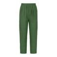 thumbnail image 5 of Mrat Lady Casual Wide Leg Sweatpants Women Summer Pants Casual Solid Color Elastic Waist Linen Pockets Pants Straight Open Pants Army-Green XL, 5 of 6