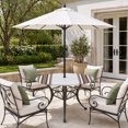 thumbnail image 4 of Round Outdoor Tablecloth with Umbrella Hole and Zipper, Brown Striped Fitted Table Cover with Elastic Edge for 31-35 Inch, Farmhouse Simple Line Vertical Stripes Waterproof Patio Tablecoths, 4 of 9